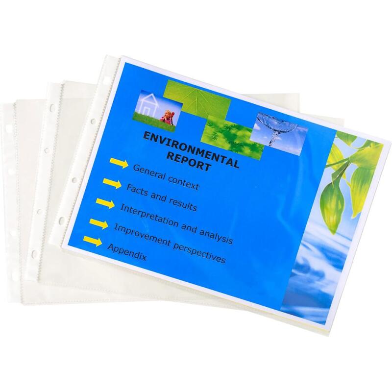 Sachet de 20 pochettes perforées horizontales Exactive - polypropylène lisse 5,5/100e