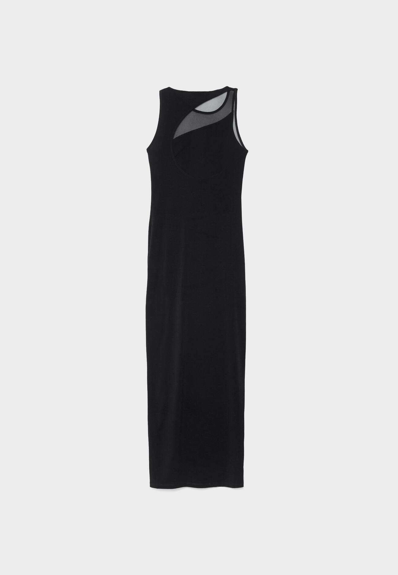 Vestido longo com decote transparente
