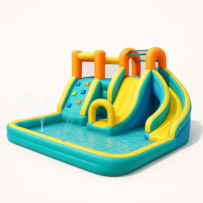 PVC Aufblasbarer Wasserpark Kinderspielplatz mit Kletterwand und Wasse