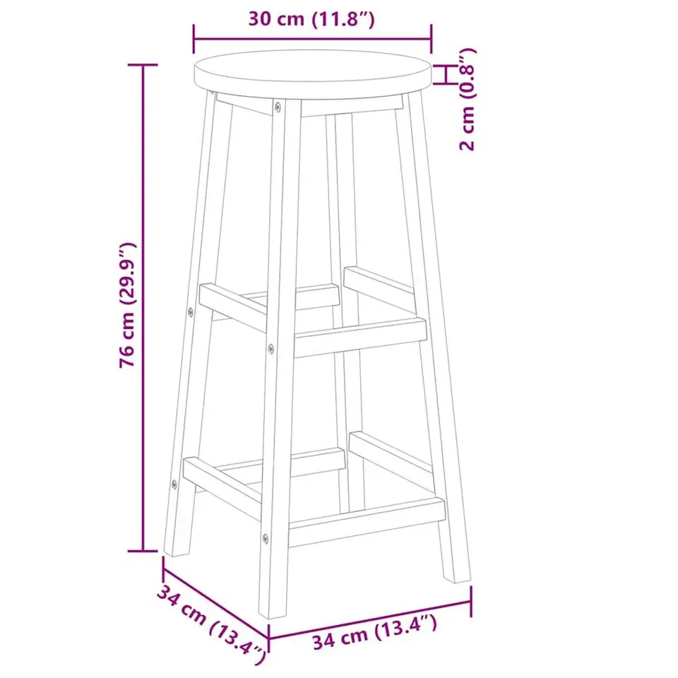 vidaXL - Barstoel - Bruin - Acaciahout - 2 stuks