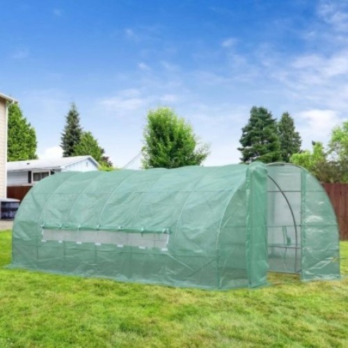 Estufa de jardim Outsunny com 6 janelas, verde