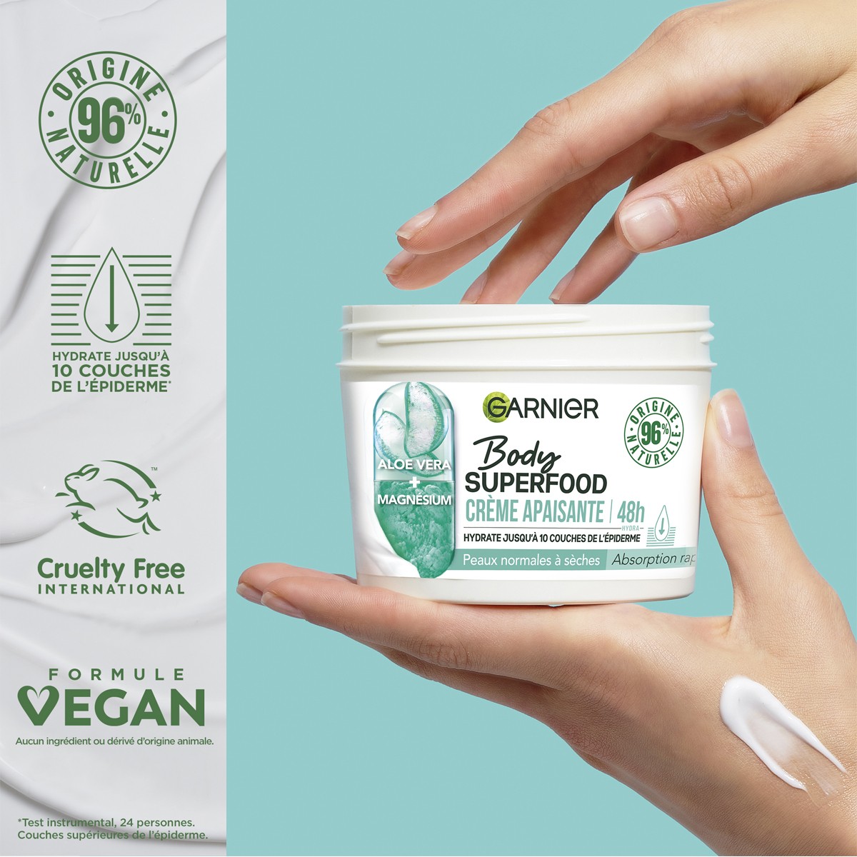 Crème apaisante - Superfood - Aloe vera & magnésium - Peaux normales à sèches - 380 ml
