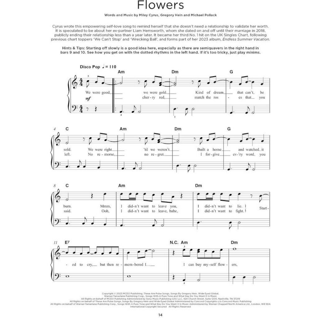 Hal Leonard Really Easy Piano: Chart Hits of 2022-2023 16 smash hits