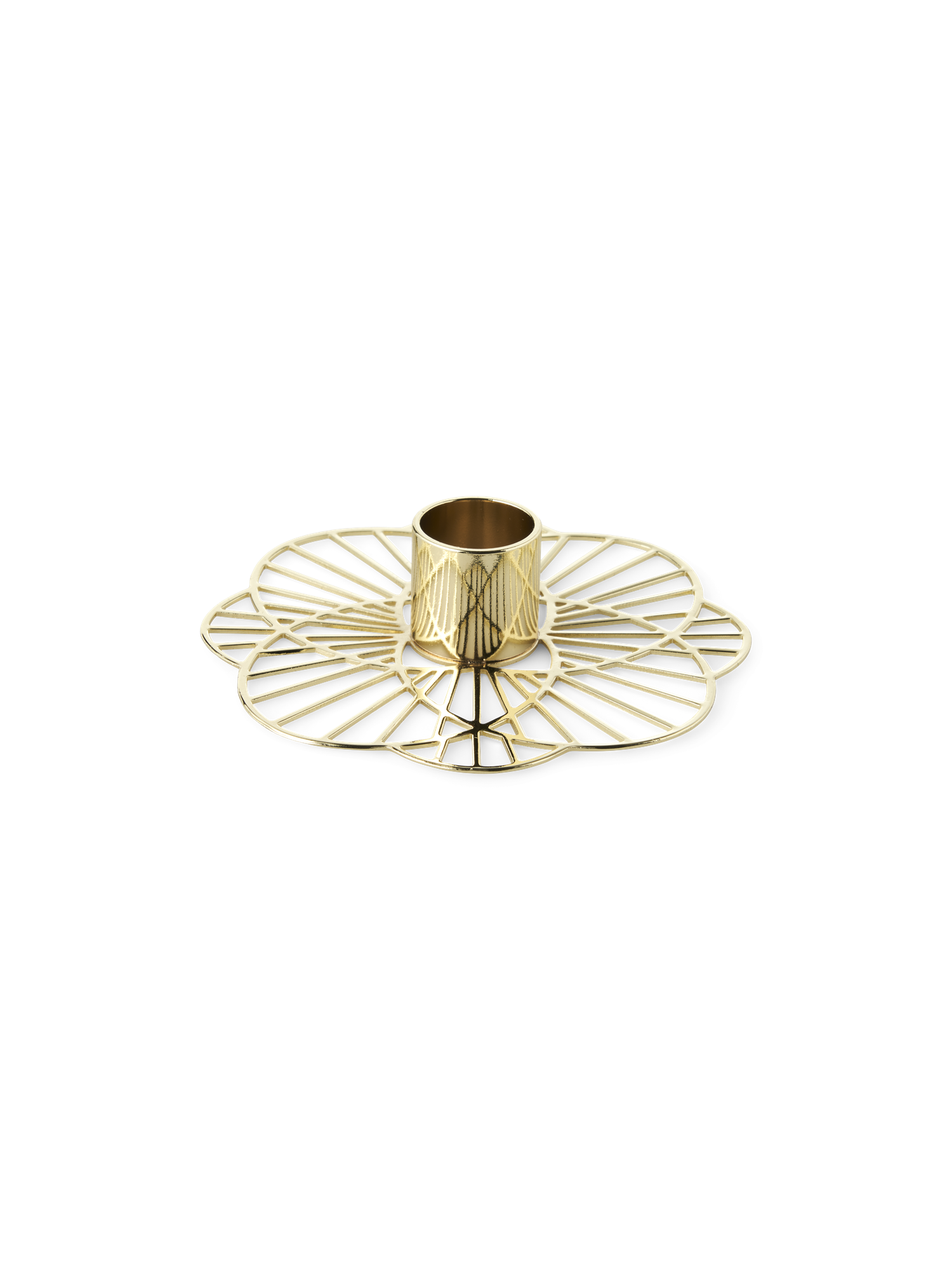 Lysestage | Metal.  Ø11 x 2,5 cm. | Gold | Pluto