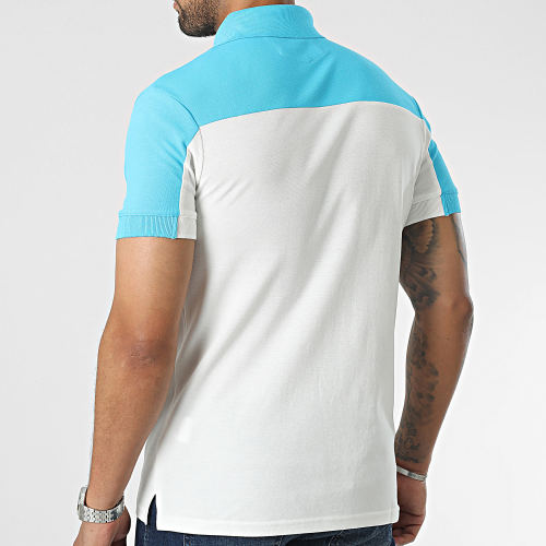 Polo Manches Courtes Blanc Bleu Clair