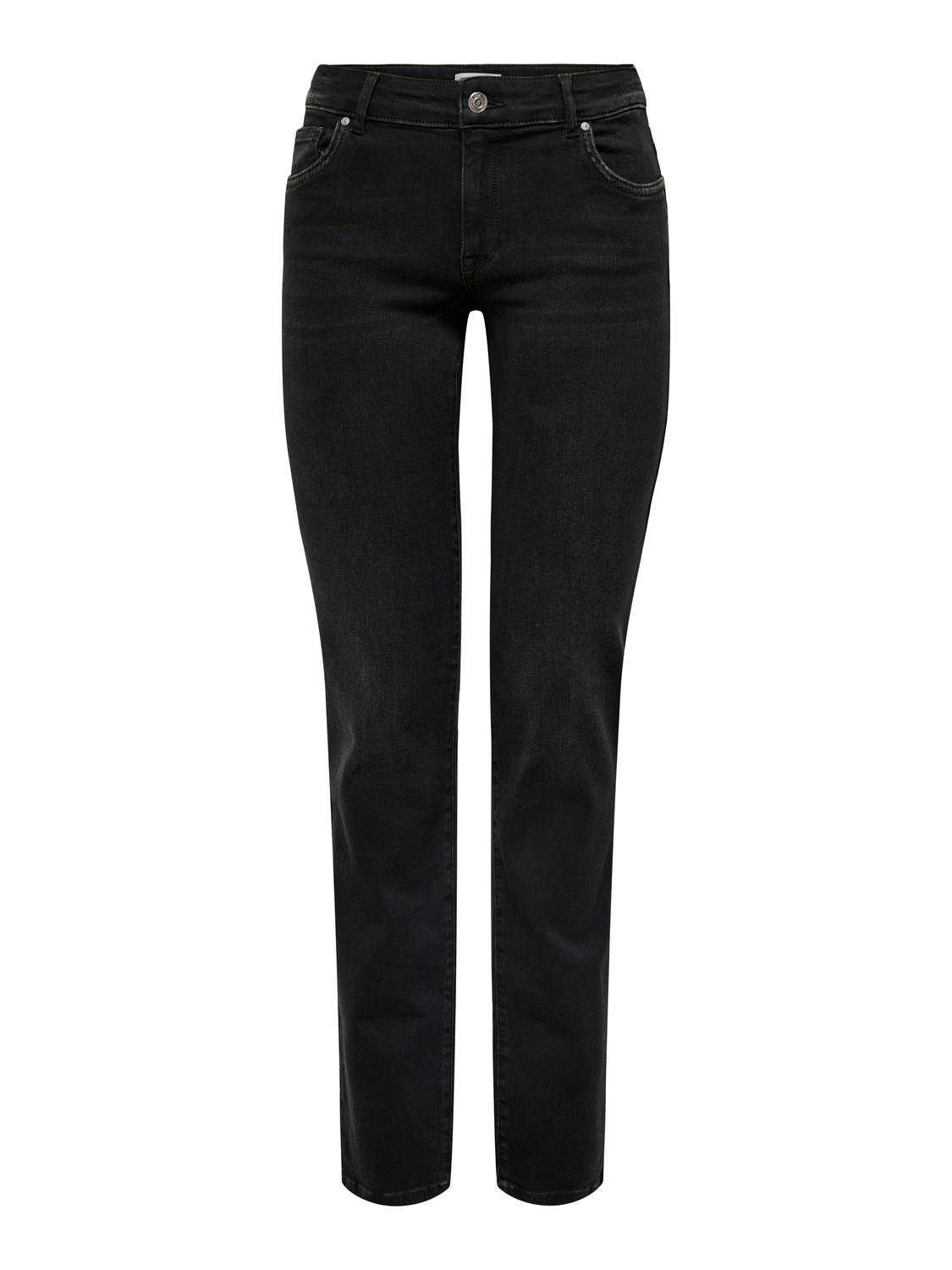 ONLALICIA Mittlere Taille Gerade geschnitten Jeans Washed Black