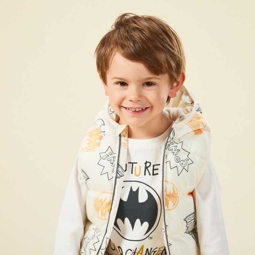 Doudoune sans manches Batman Warner pour bébé garçon - Ecru
