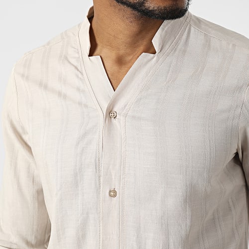 Chemise Manches Longues A Rayures ML601 Beige