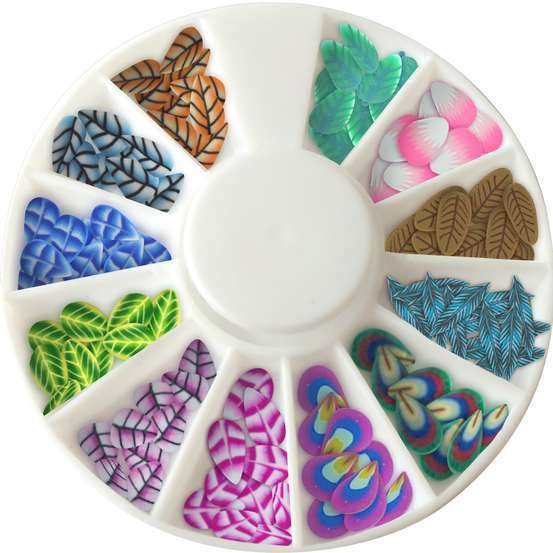 Tranches de mini canes feuilles/pétales assortiment 12 modèles