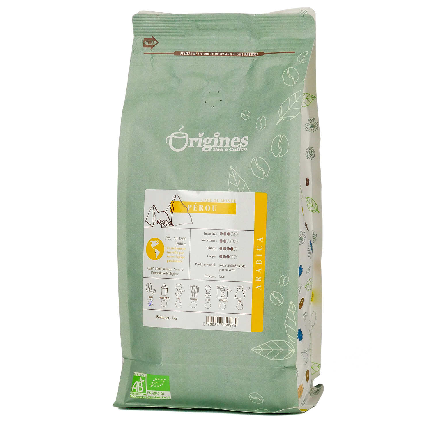 Café en grain bio Pure Origine - Pérou Pur Arabica
