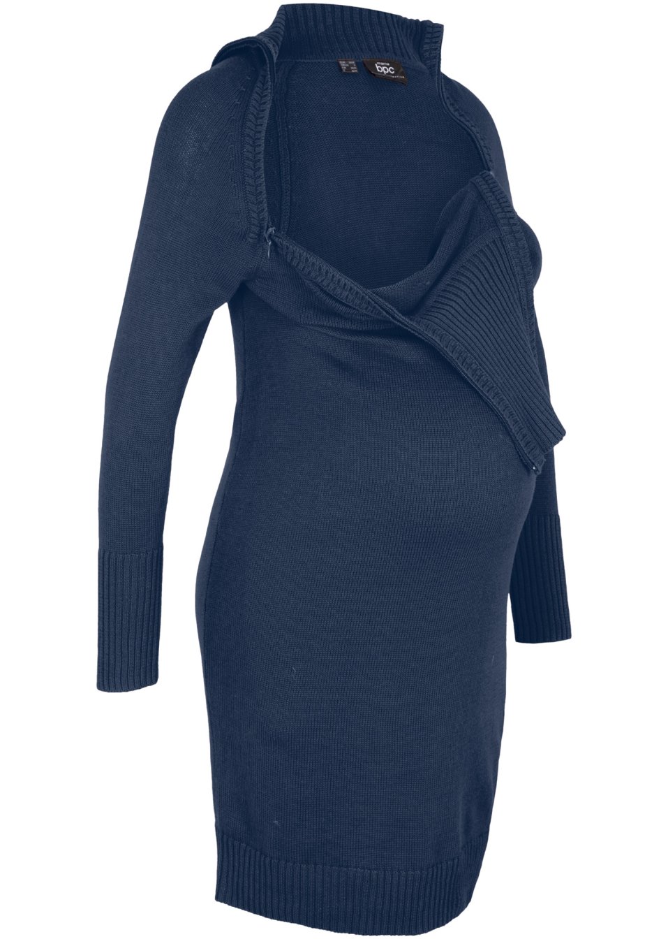 Robe en maille de grossesse zippée avec fonction allaitement