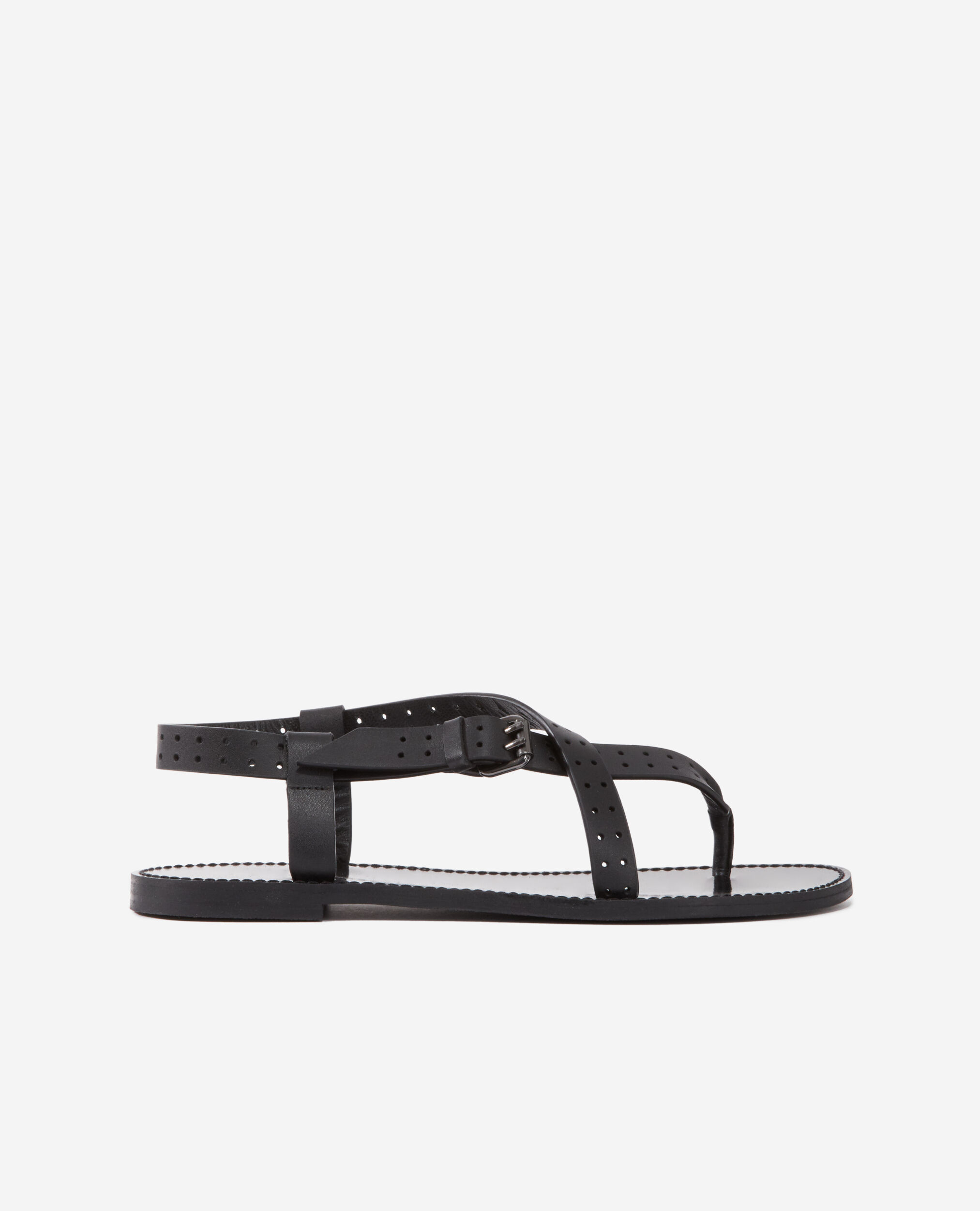 Sandales noires en cuir perforé