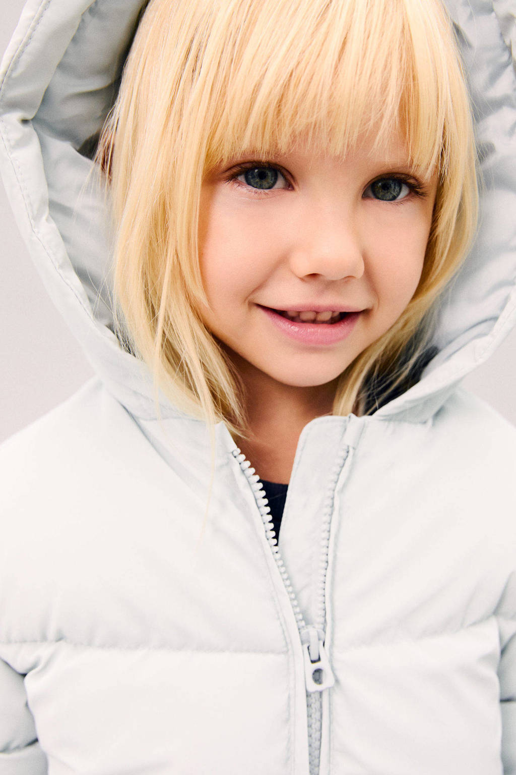Mango Kids gewatteerde winterjas lichtblauw