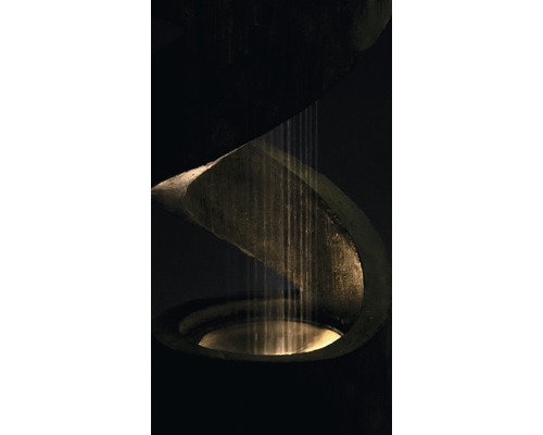 Design tuinfontein met LED-verlichting, 31,5 x 31,5 x 79,5 cm, kunststeen, grijs, inclusief slang en pomp.