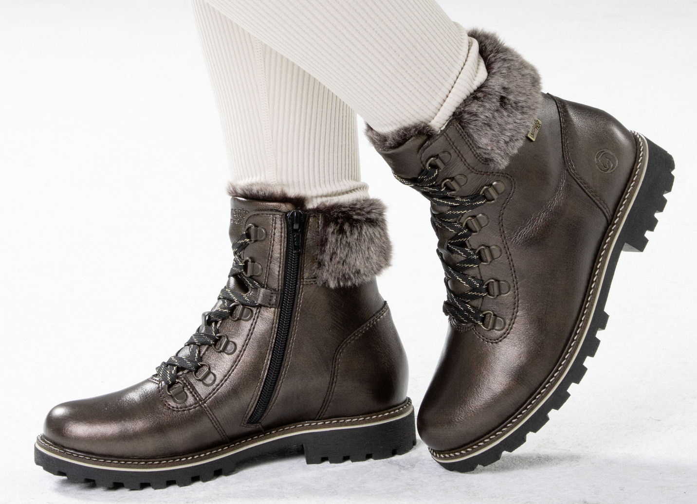 Remonte Schnür-Stiefelette mit Plüschkragen