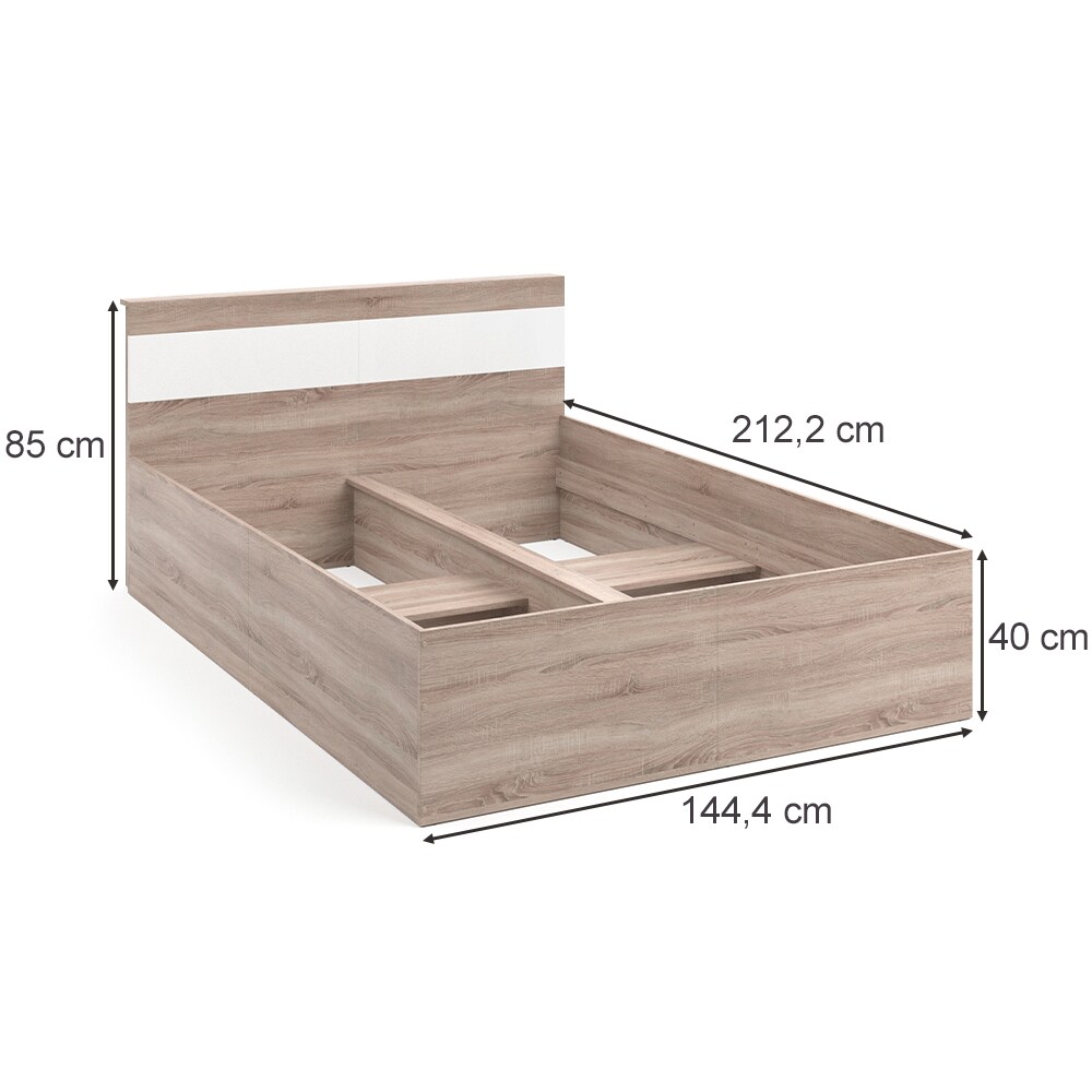 VitaliSpa Bettgestell Holzbett Doppelbett Adria 140x200cm mit Kopfteil Ehebett