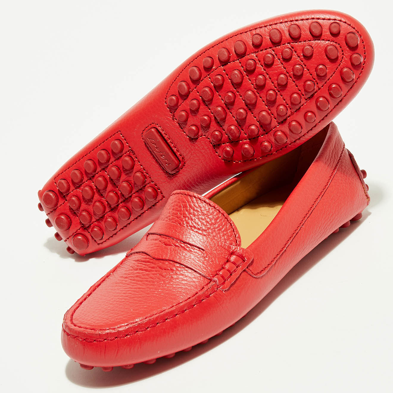 Loafers Mocassins en Cuir grainé Floater  rouges