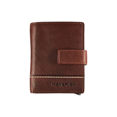 Maverick Rough Gear - Portefeuille - super compact RFID - cuir de buffle pleine fleur à tannage végétal - cognac