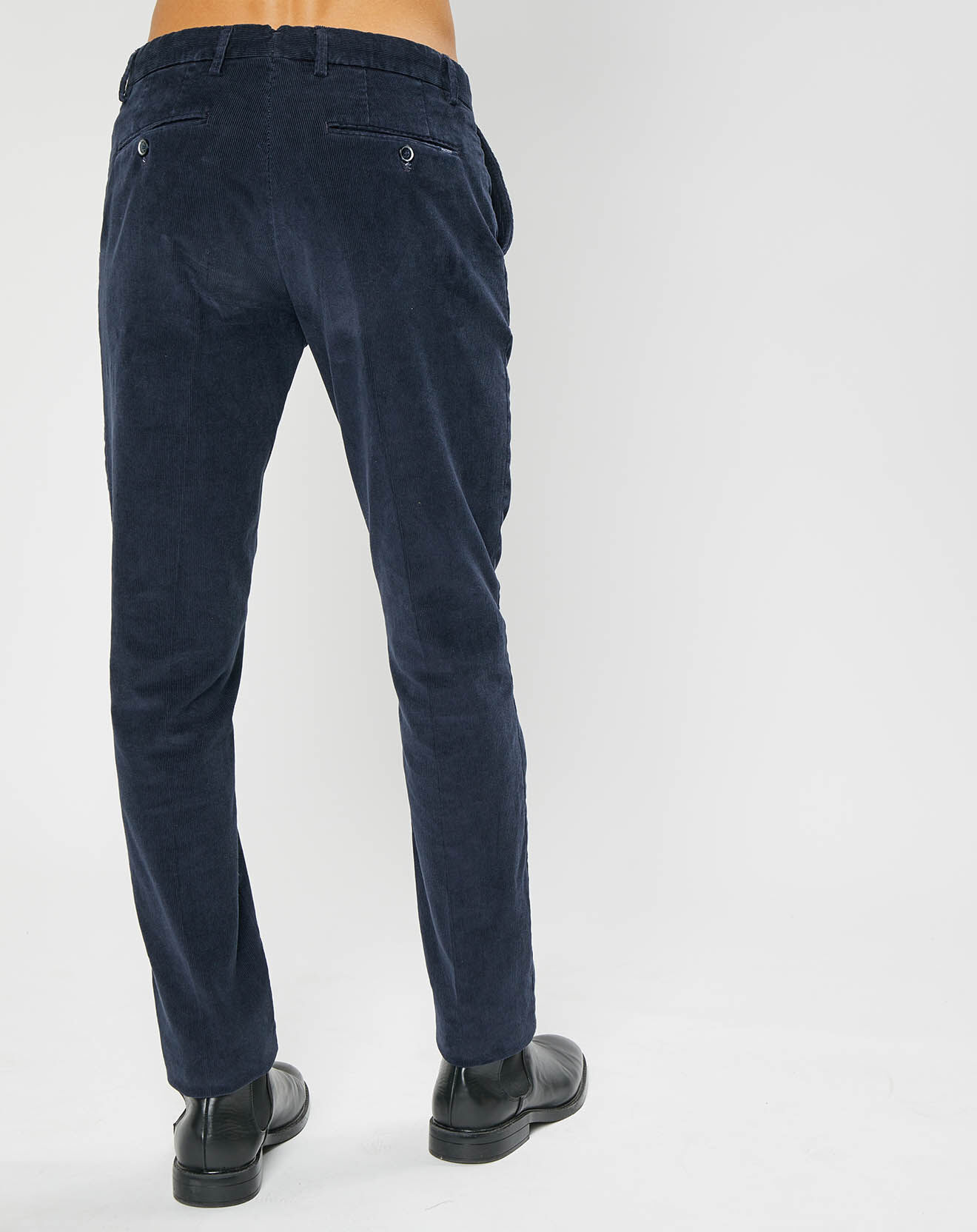 Hackett London Pantalon Chino Slim en Velours côtelé bleu marine