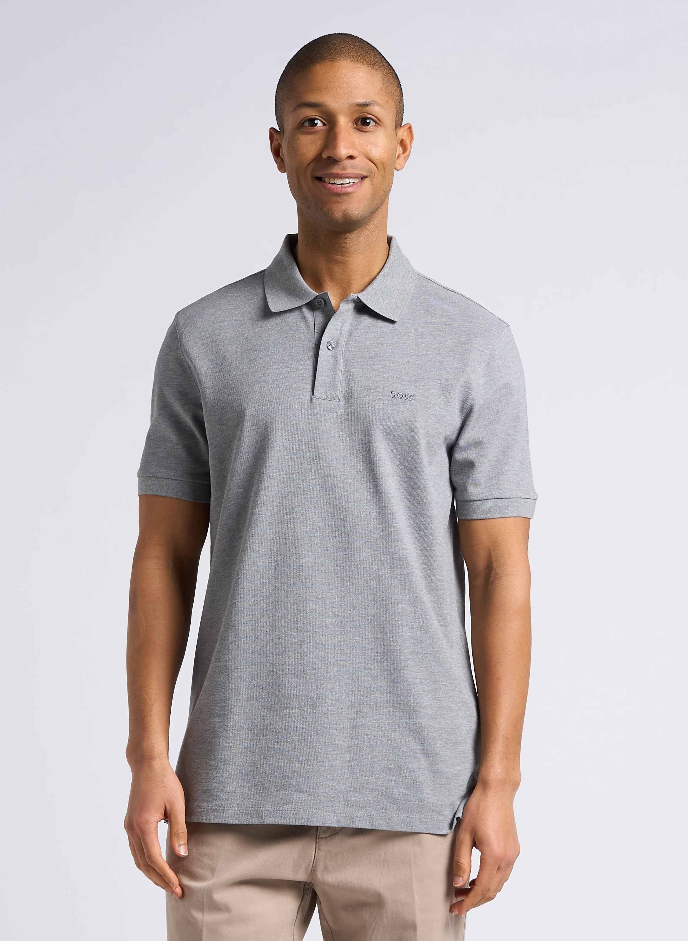 Polo regular-fit en coton bio| Gris