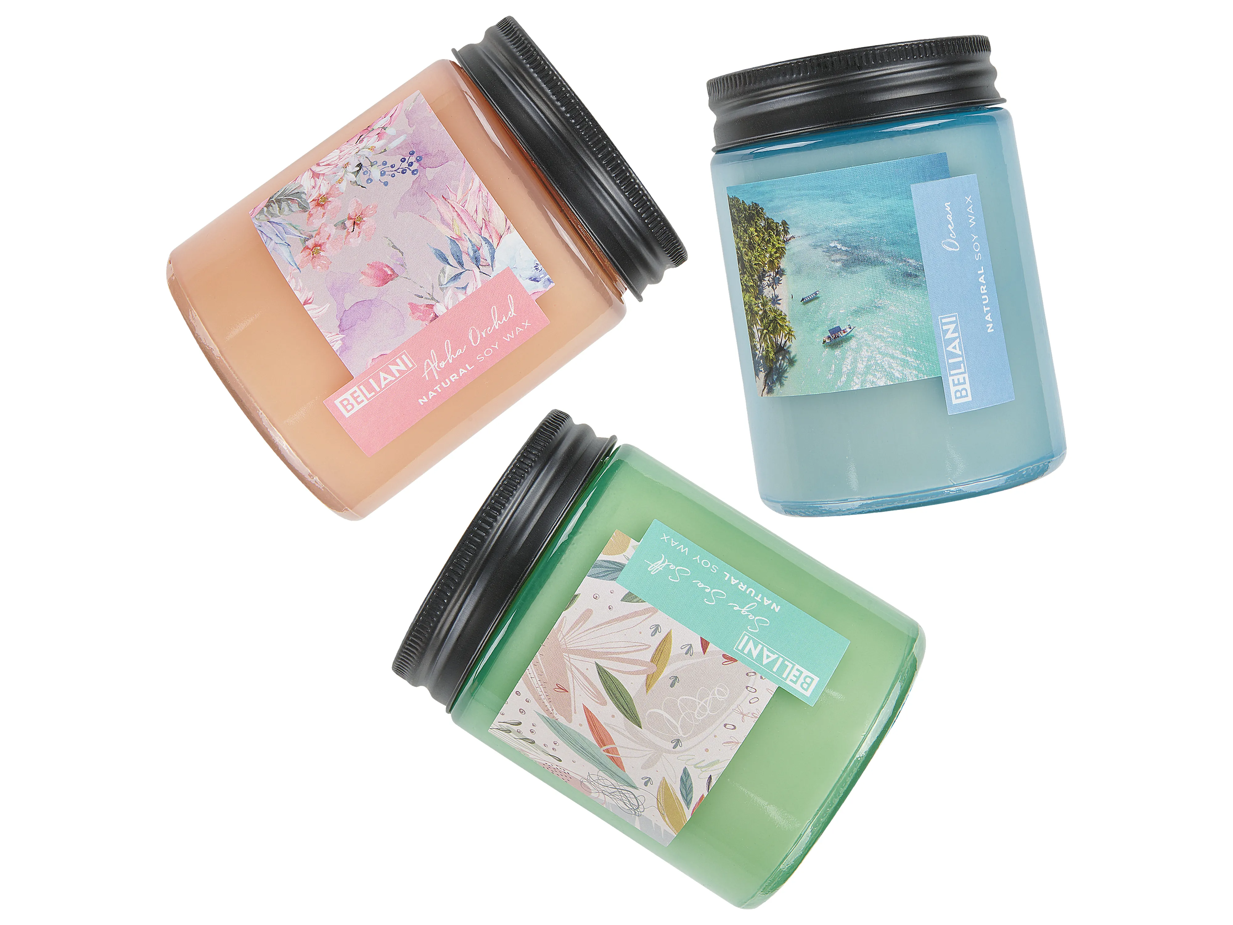 Set van 3 geurkaarsen FRUITY BLOOM Soja wax Frisse geurnoten Bloemige geurnoten