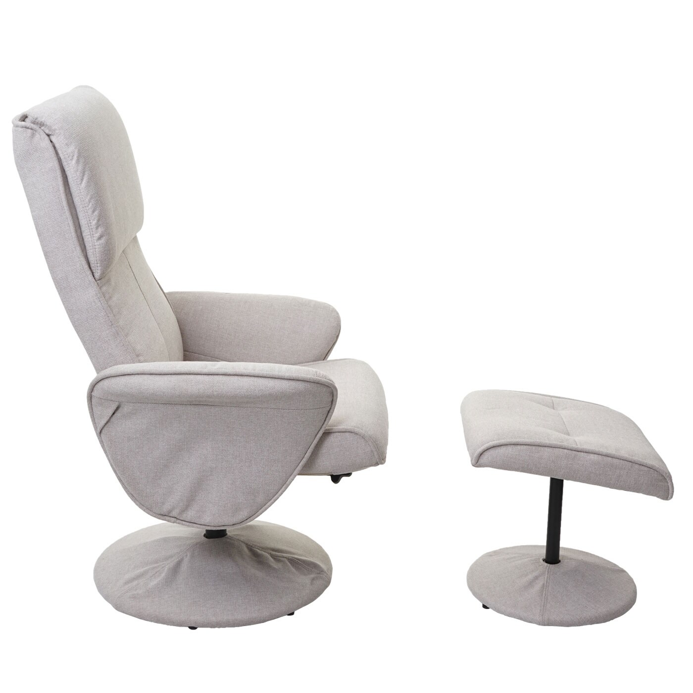 Relaxsessel Stockholm, Fernsehsessel Relaxliege TV-Sessel mit Hocker ~ Stoff/Textil, creme-beige