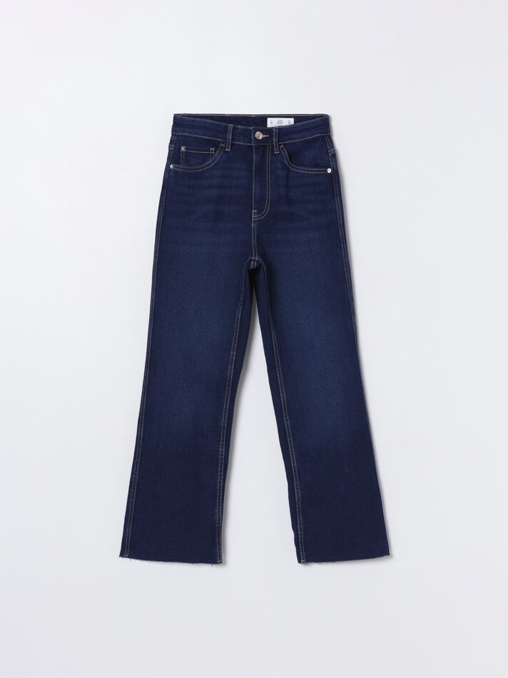 Calça jeans mini flare - Azul marinho