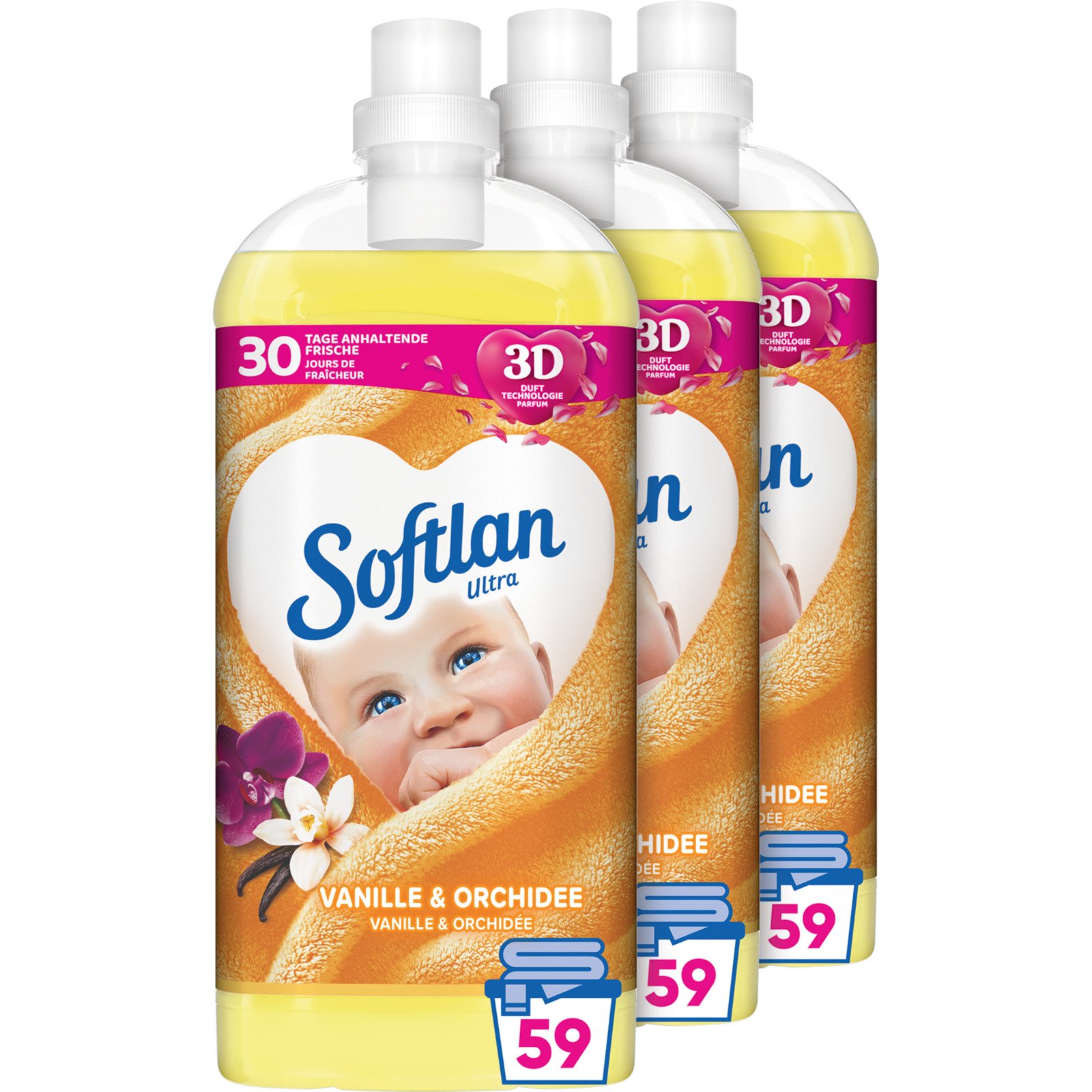 Softlan Ultra Weichspüler Vanille & Orchidee 3 x 1,3 l