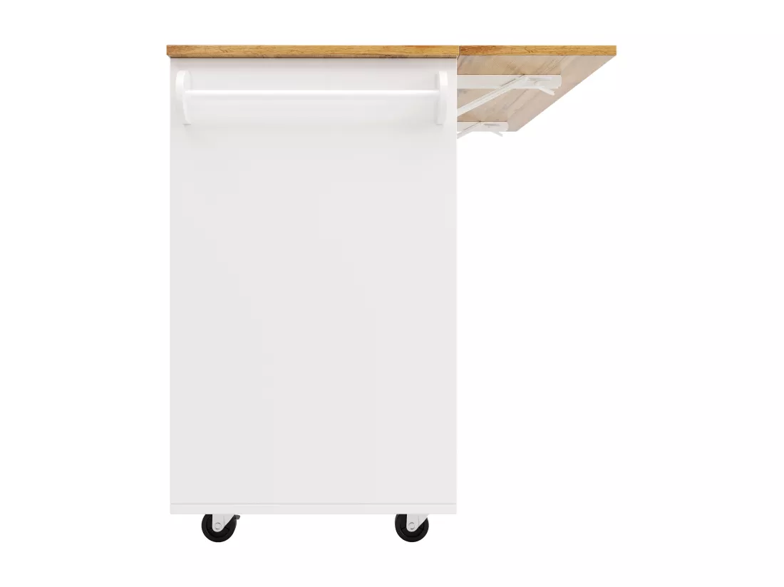 Îlot de cuisine moderne, meuble buffet avec grain de bois, 137.5×39.5×95.6 cm, MDF, Blanc