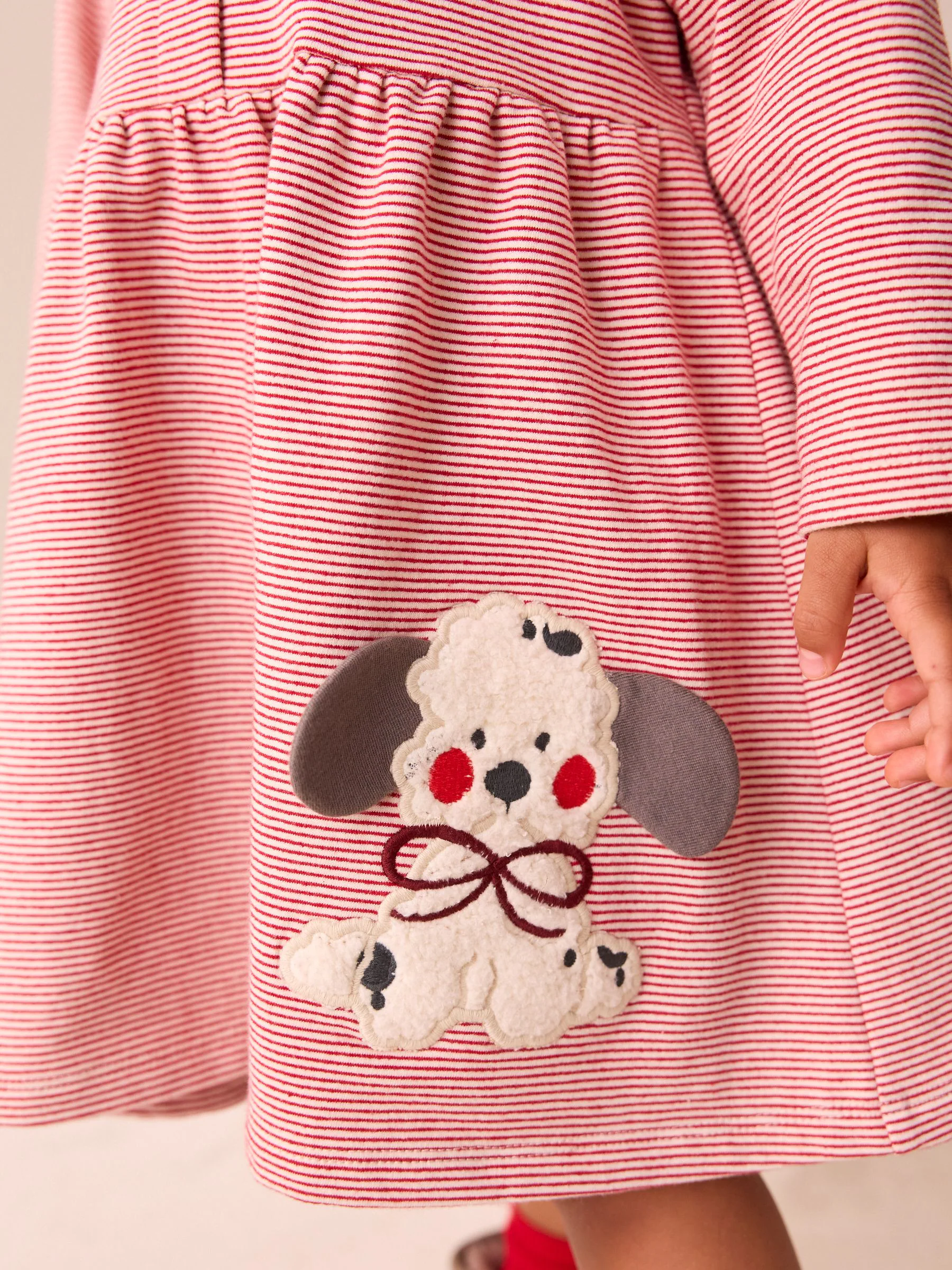 Roze met hondenprint - Sweatjurk met geborstelde stof (3mnd-7jr)