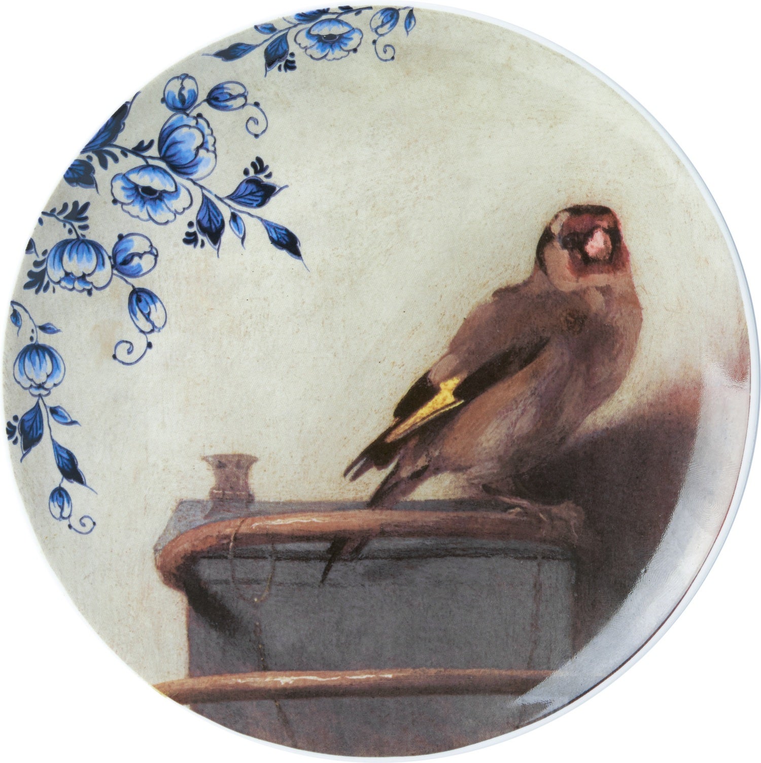 Heinen Delfts Blauw wandbord Het Puttertje bruin D 20,5 H 2,5 cm