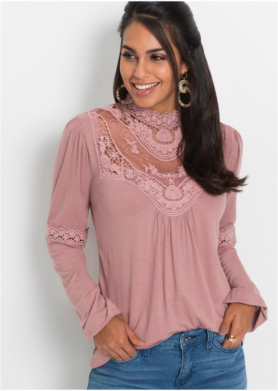 T-shirt manches longues avec dentelle