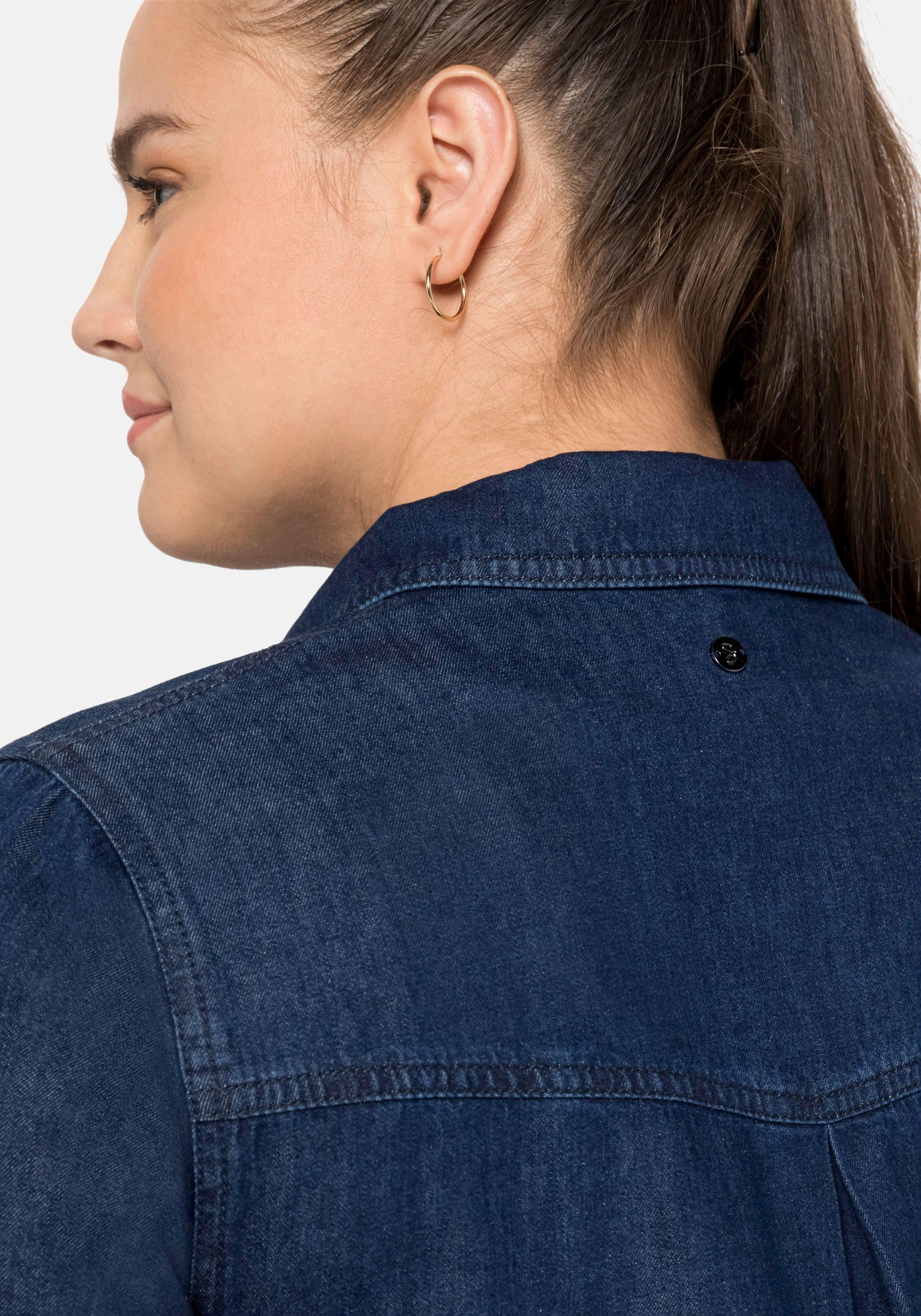 Jeansbluse mit Hemdkragen und Brusttaschen