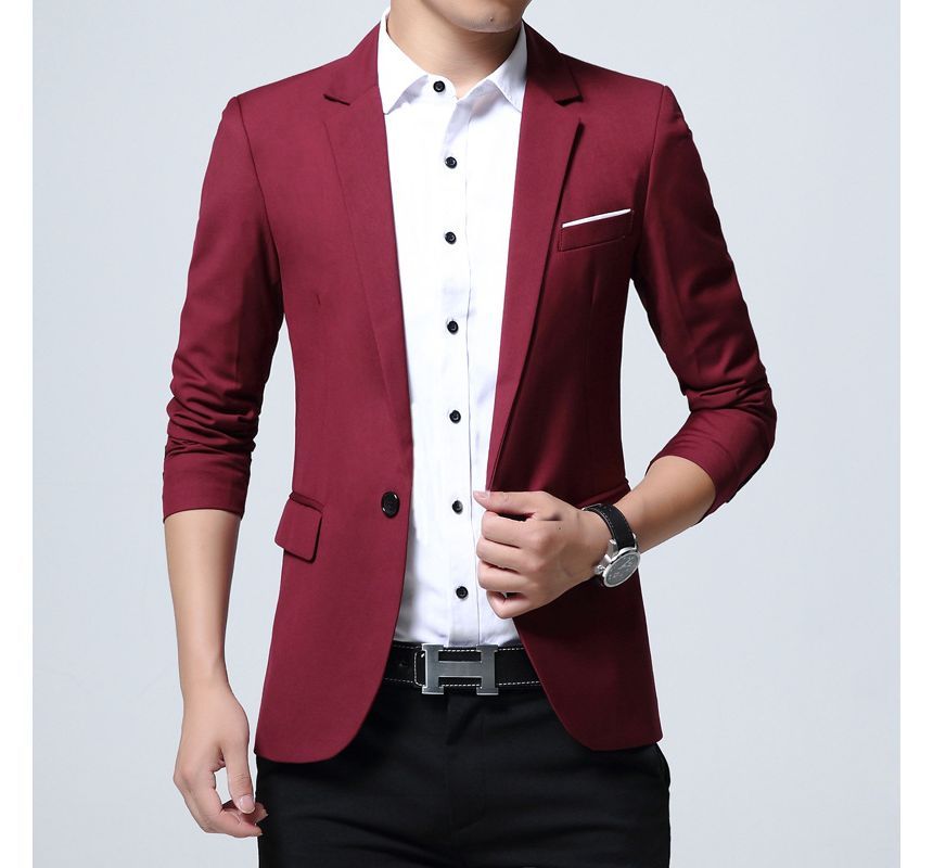 Holianx - Effen blazer met één knoop
