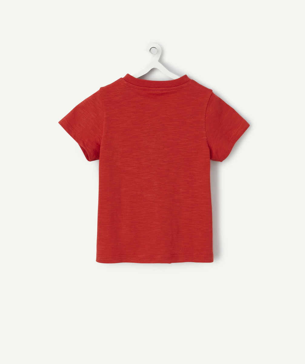 t-shirt bébé garçon en coton bio rouge avec boutons