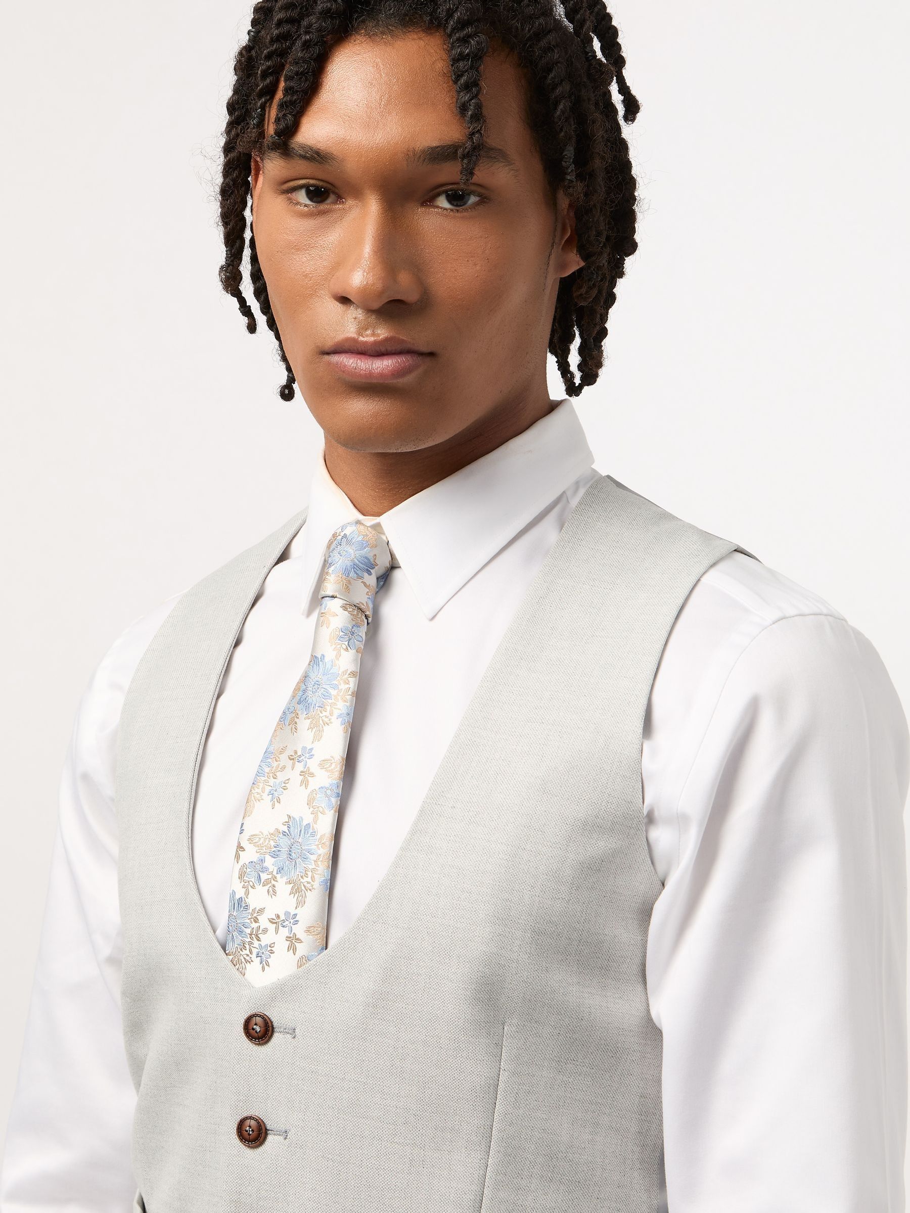 Antique Rogue Blake Pale Grey Waistcoat
