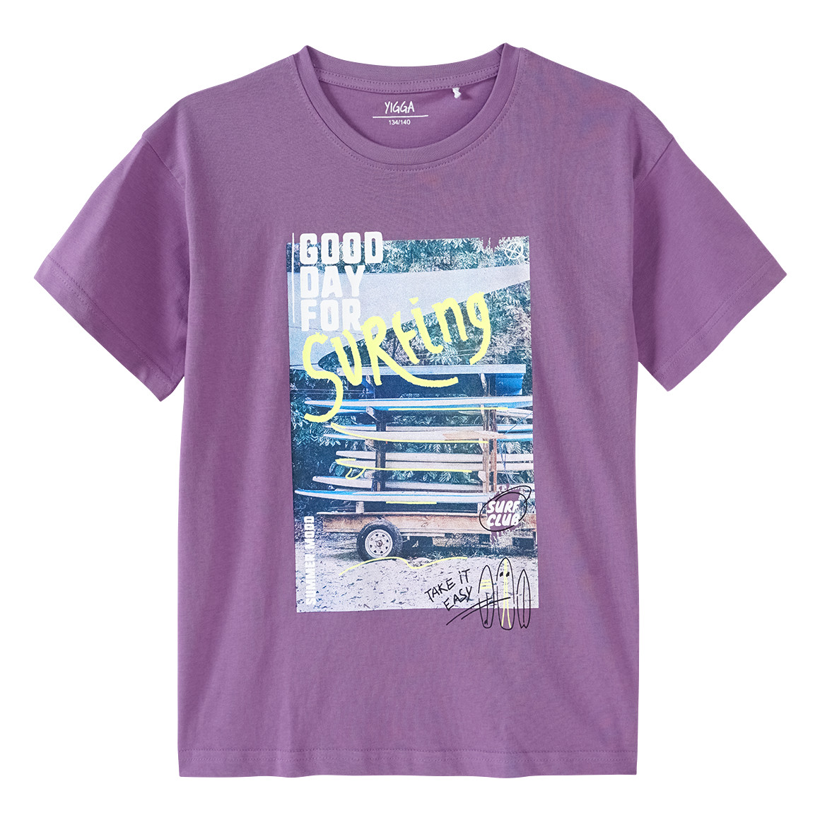 Yigga Jungen T-Shirt mit Foto-Print lila