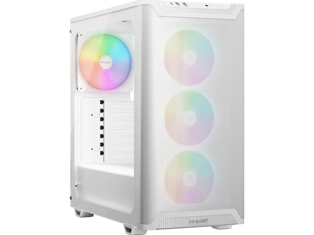 be quiet! Pure Base 501 LX - Midi-tårn - ATX - sidepanel med vindue (hærdet glas) - ingen strømforsyning (ATX / PS/2) - hvid - USB/Lyd