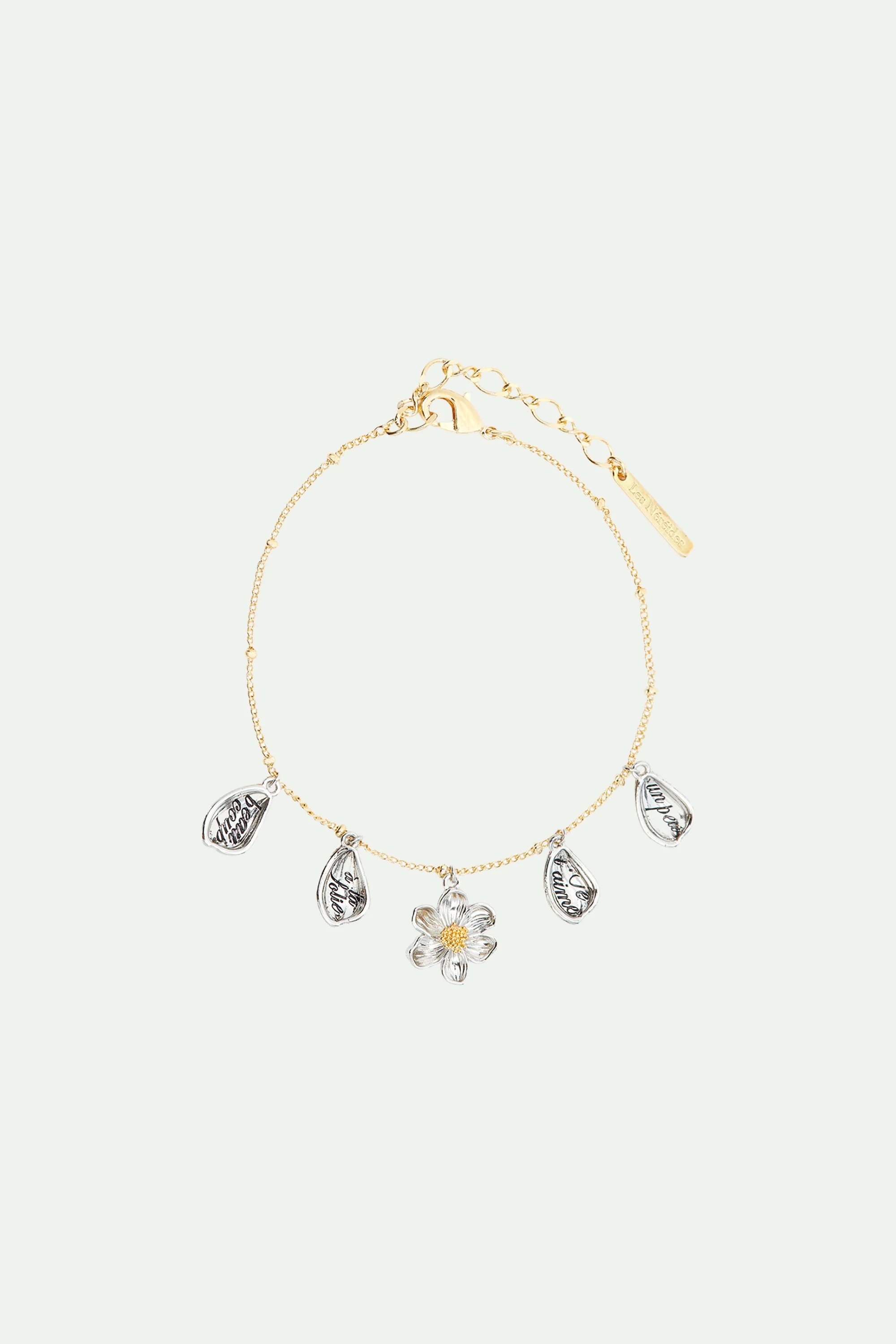 Bracelet fin marguerite et pétales gravés | Multicolore