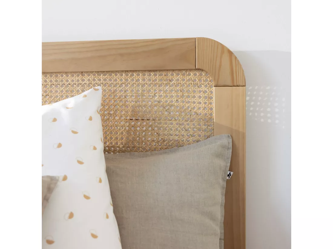 Tête de lit SMOOTHCLOUD 90 cm en cannage et bois naturel