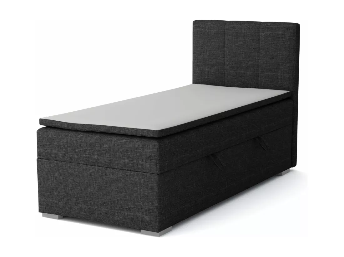LIT SIMPLE avec tiroir de rangement et surmatelas, côté droit Monaco Mini 100x200 cm, Lux 23 (Noir)