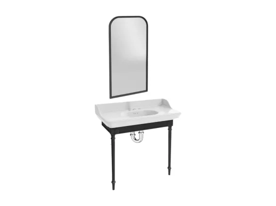 Console JACOB DELAFON Cléo 1889 avec plan vasque 3 trous + miroir + siphon chromé