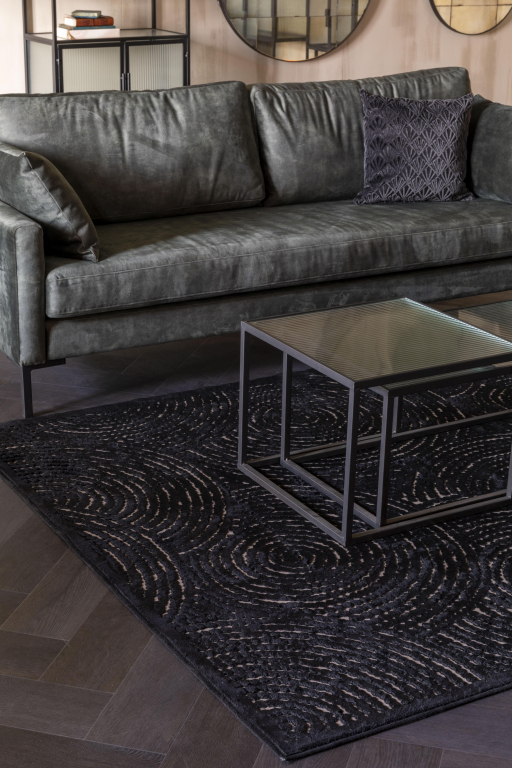 Dutchbone Dots vloerkleed 200x300 zwart