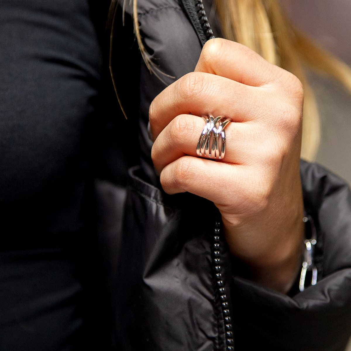 Bague argent 925 anneaux entrelacés