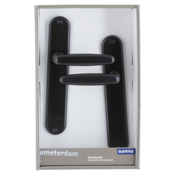 Gamma deurkruk set Amsterdam ovaal blind schild zwart aluminium