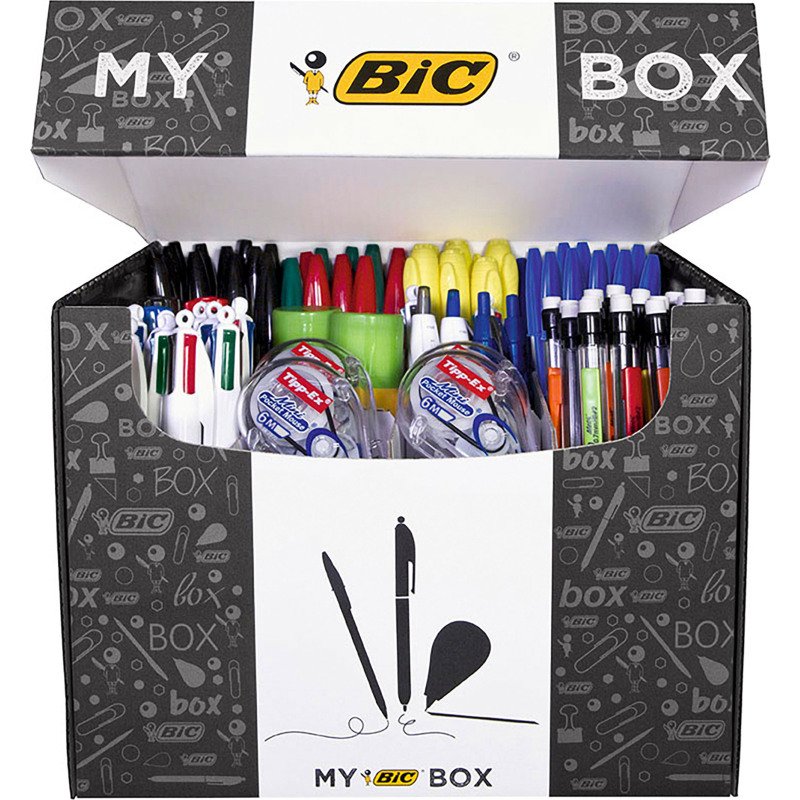 Box de 115 produits d'écriture et correction Bic + 9 offerts