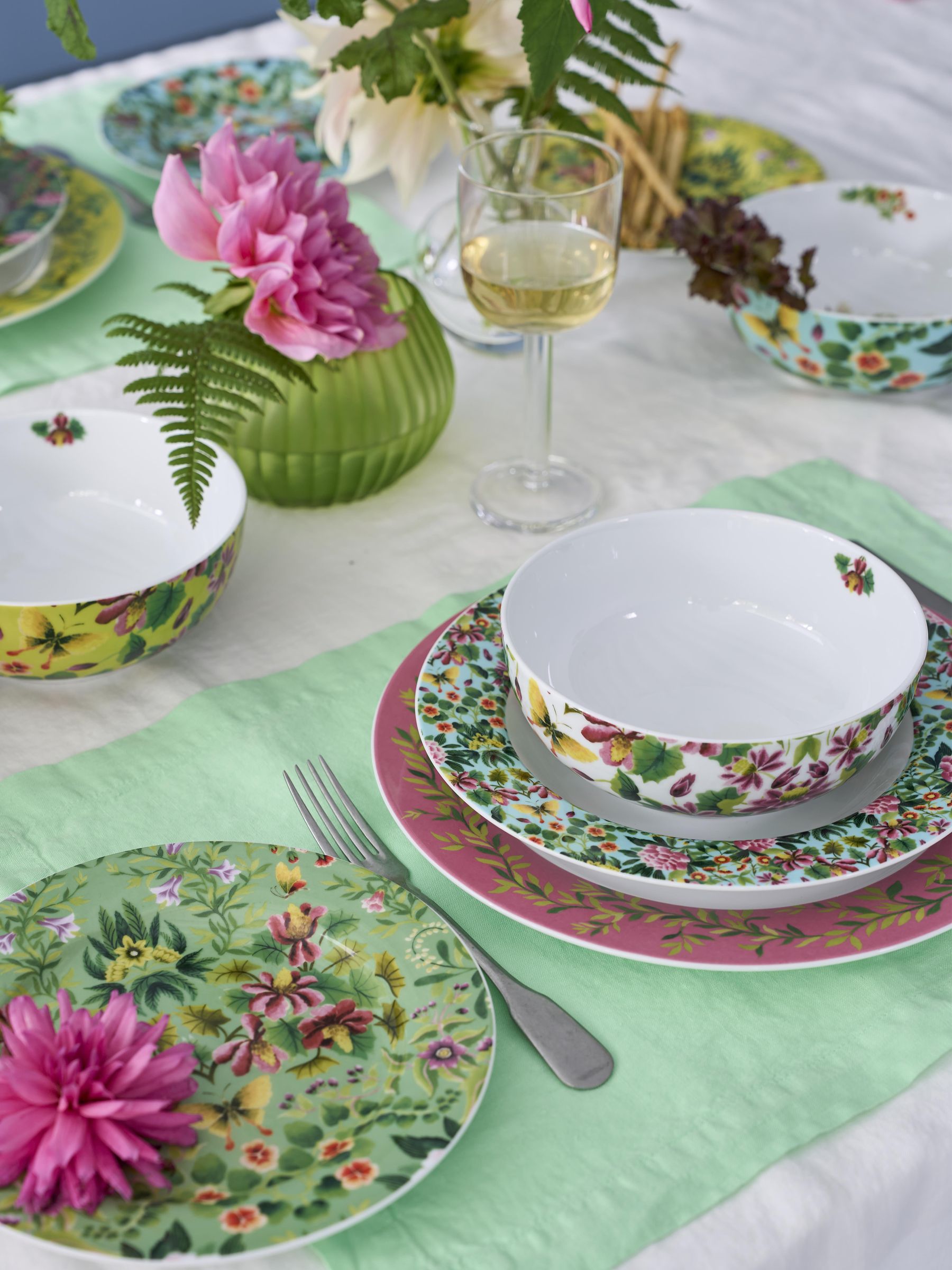 Designers Guild Ikebana Damask set van 4 ontbijtgranenkommetjes