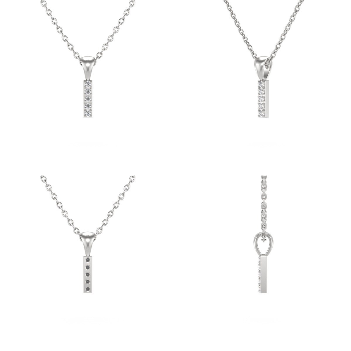 Collier Pendentif ADEN Lettre I Diamant Chaine Argent 925 incluse 0.72grs