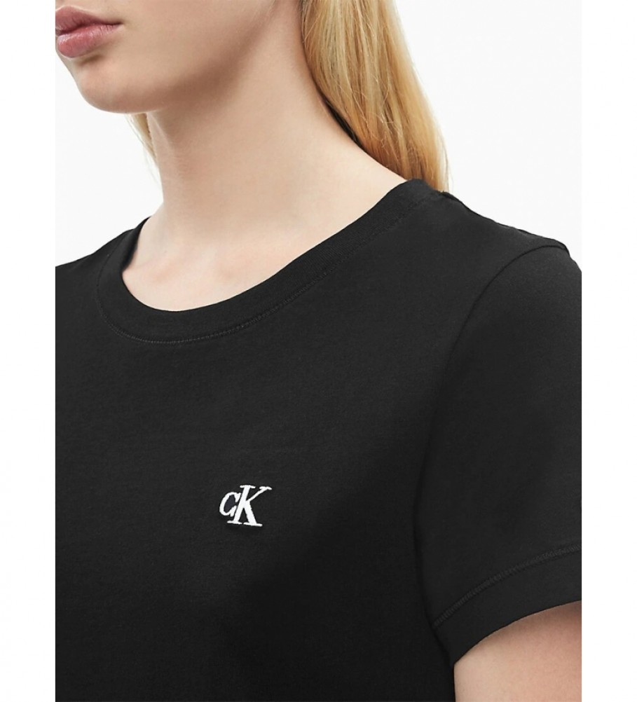 Camiseta Calvin Klein CK Slim em algodão orgânico, preta.