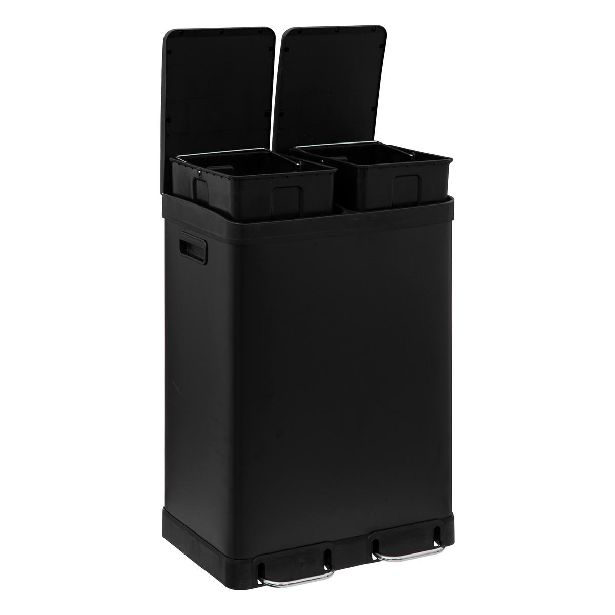 POUBELLE DE TRI A PEDALE ARIANE 2 X 30L METAL NOIR